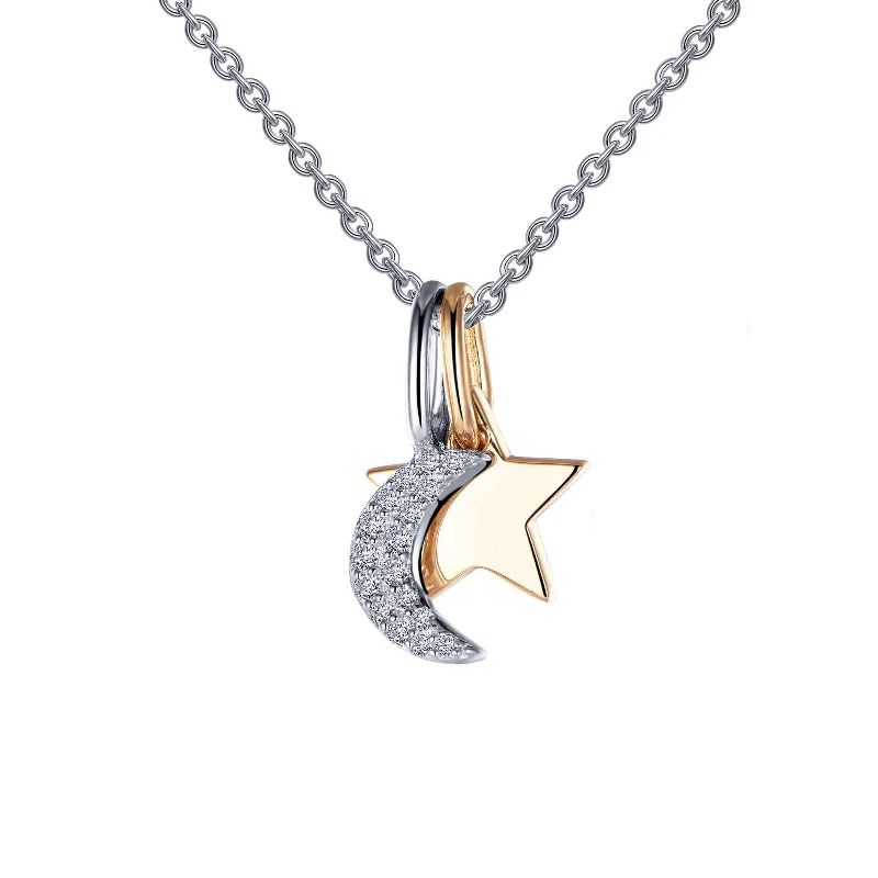 Lafonn Simulated Diamond Moon & Star Shadow Charm Necklace P0220CLT20