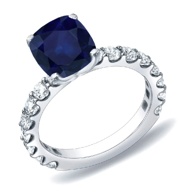 Auriya Cushion-Cut 1ct Sapphire and 1cttw Diamond Engagement Ring 14k Gold