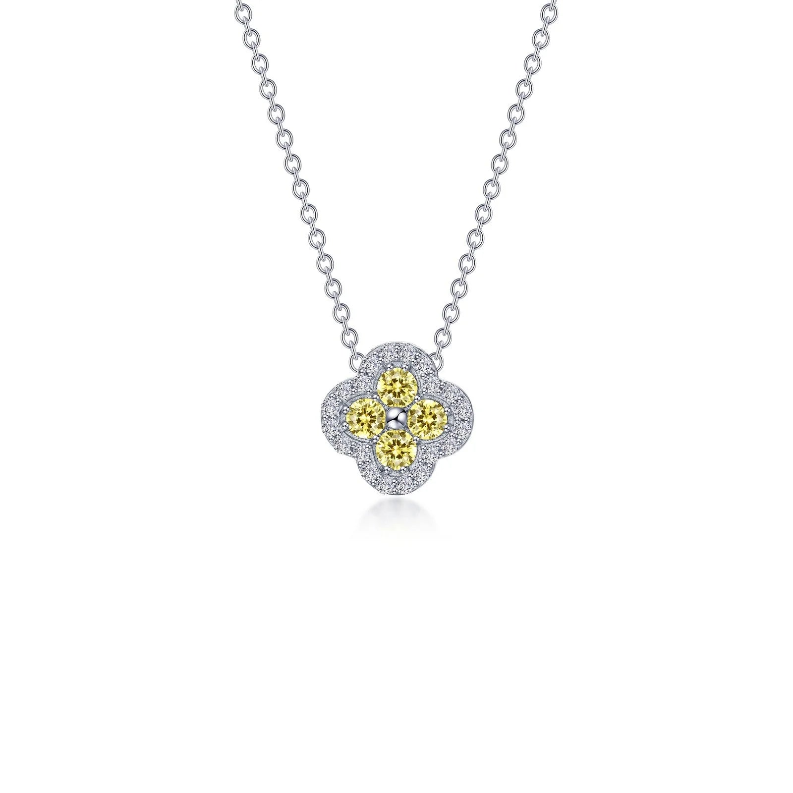 Lafonn Simulated Diamond & Canary Clover Halo Necklace N0335CAP20