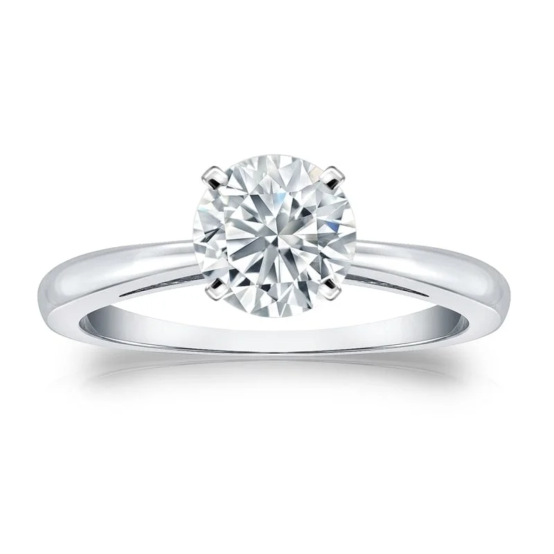 Round 1 carat TDW Certified Solitaire Diamond Engagement Ring in 14kt Gold by Auriya