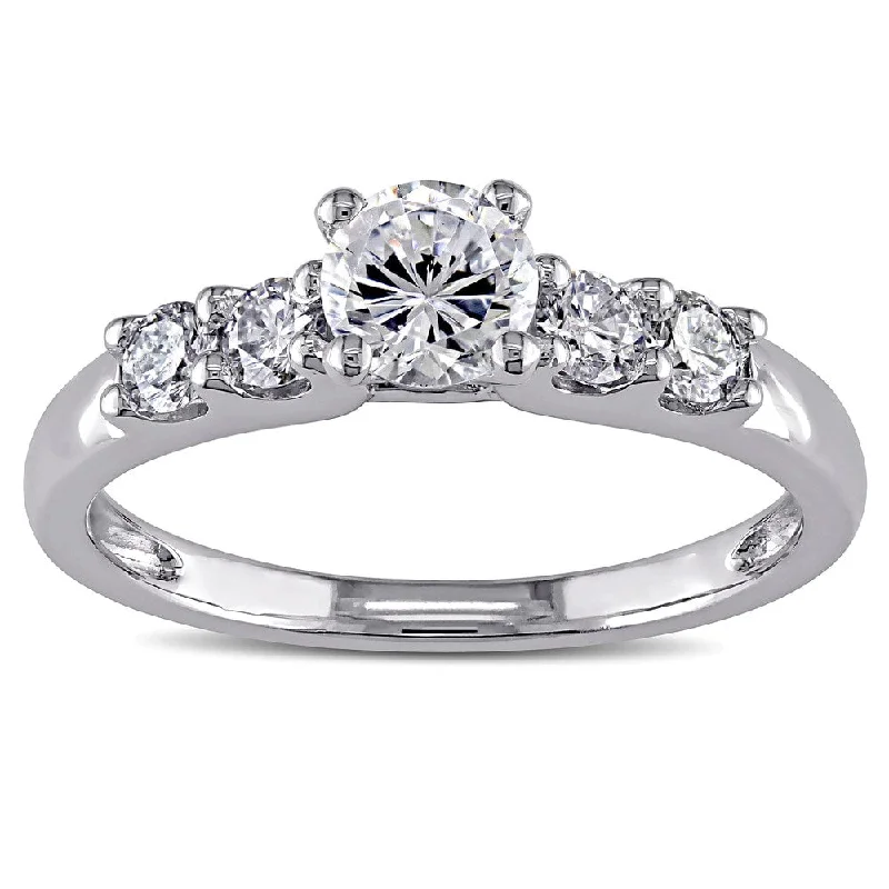 Miadora 14k White Gold Cubic Zirconia and 1/3ct TDW Diamond Engagement Ring