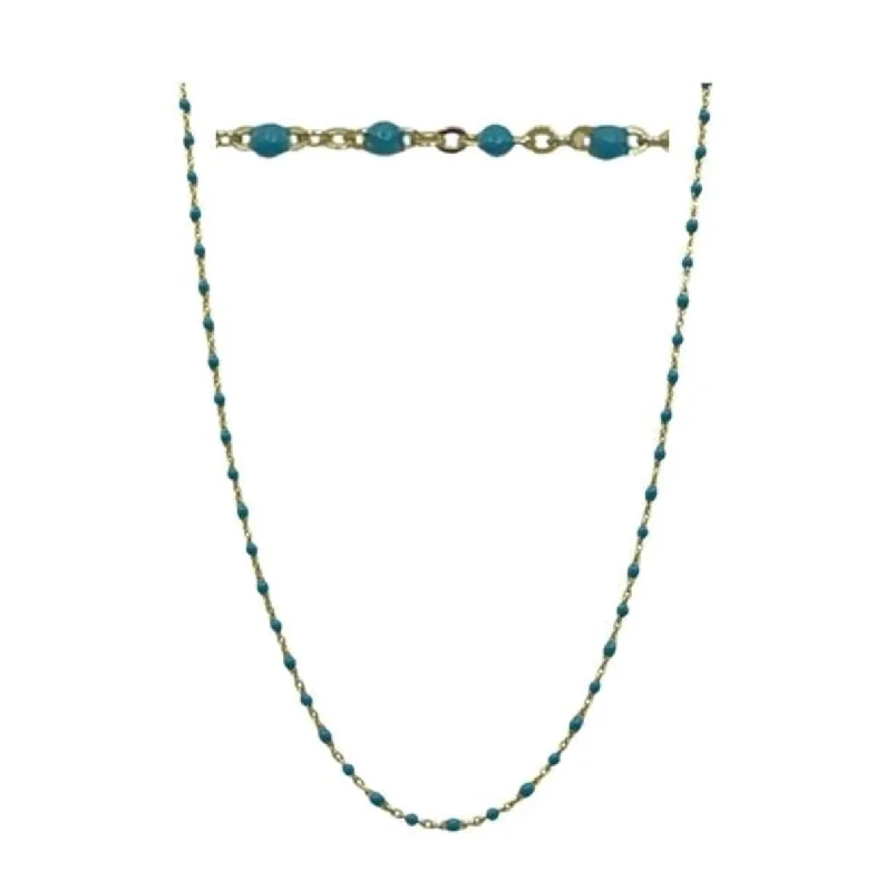 2mm Enamel Beaded Necklace: Turquoise Vermeil or Plated (_NG7004TQ)