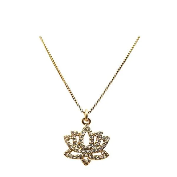 Charms: 14kt Gold Fill & CZ Lotus on Gold Fill Chain: (NGCP45LTS)