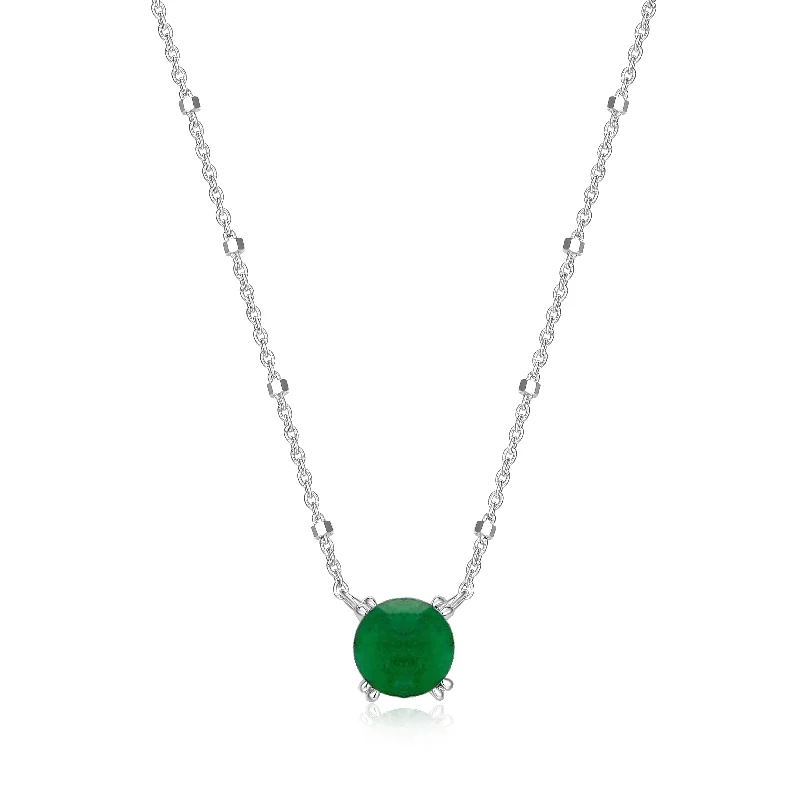 Samuel B. Emerald Solitaire Birthstone Sparkle Necklace - May