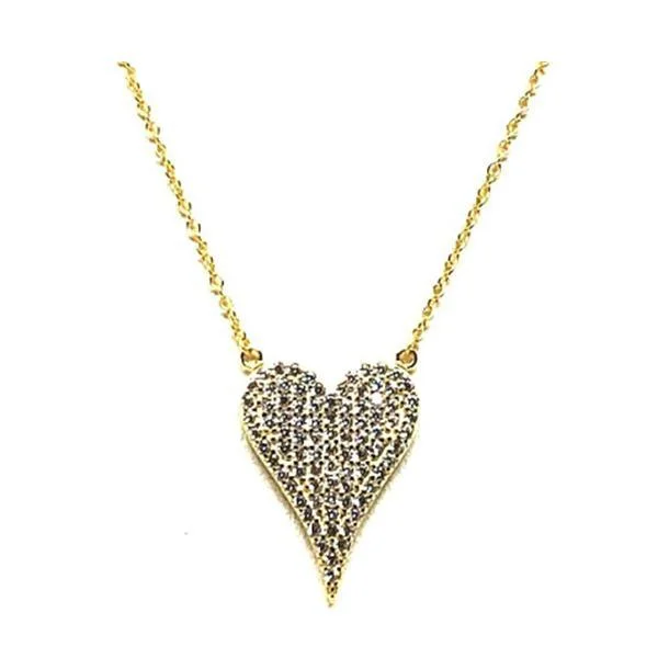 Micropave Heart Necklace: Gold Vermeil: (NGCP45HRT)