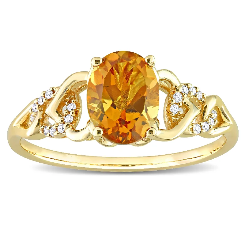 Miadora Oval Madeira Citrine and Diamond Accent Link Engagement Ring in 10k Yellow Gold