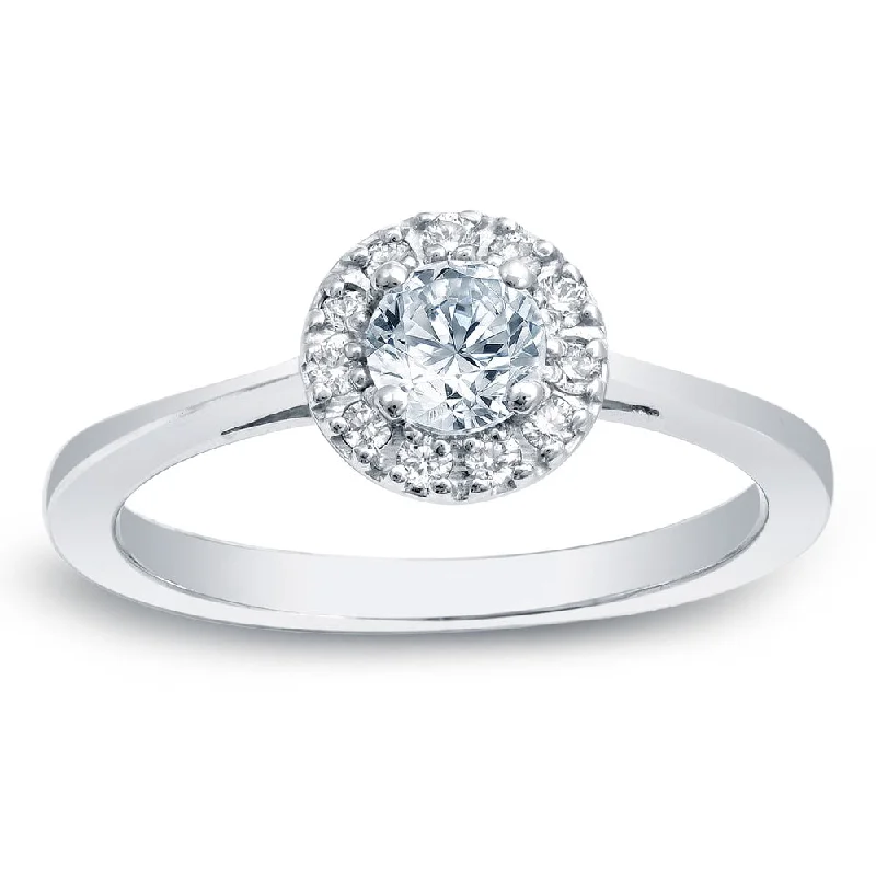 Auriya Platinum 1/2 carat TW Round Halo Diamond Engagement Ring