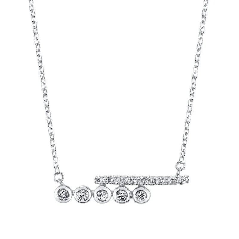 14K White Gold 0.10 Pave & Bezel Diamond Fashion Necklace