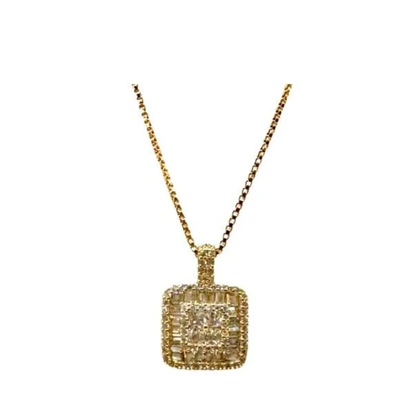 CZ and Gold Vermeil Square/Bar Pendant (NGCP5584)