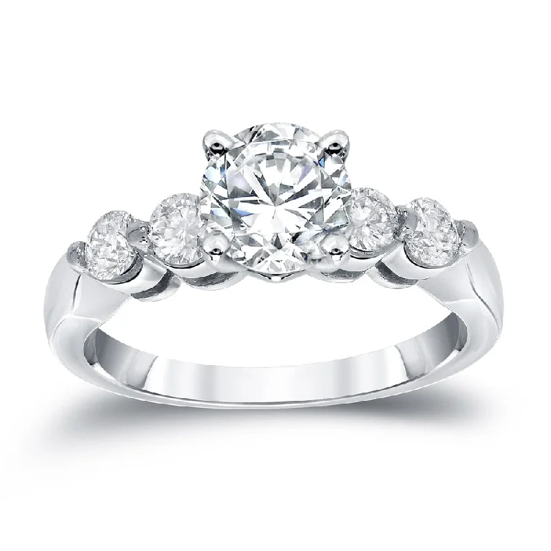 Auriya Classic 1ct TDW Round 5-Stone Diamond Engagement Ring 14k White Gold