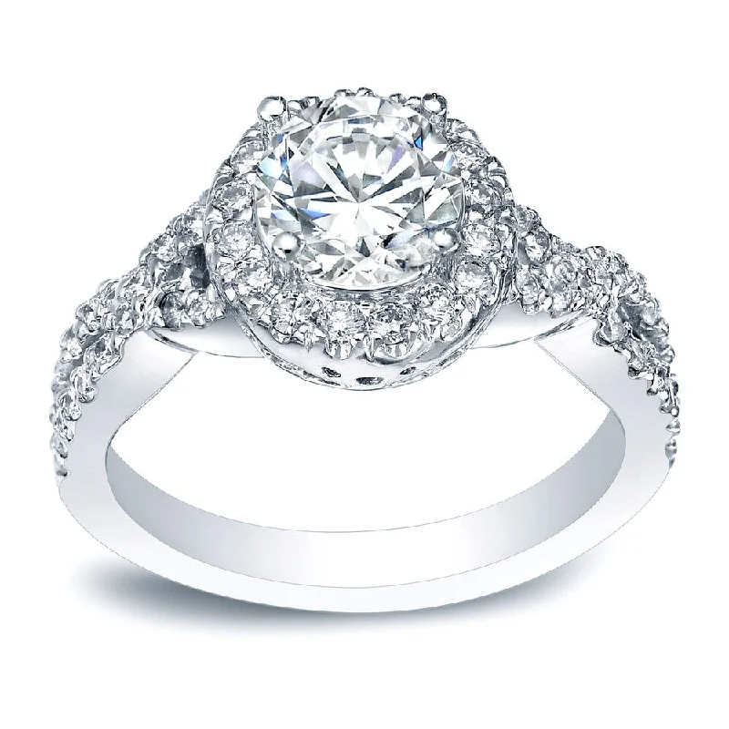 Auriya Platinum 1 1/2ctw Braided Twist Halo Diamond Engagement Ring