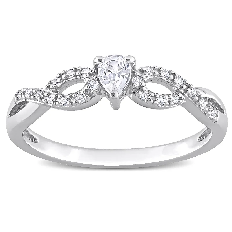 Miadora 1/10ct TDW Diamond and Created White Sapphire Infinity Engagement Ring in Sterling Silver