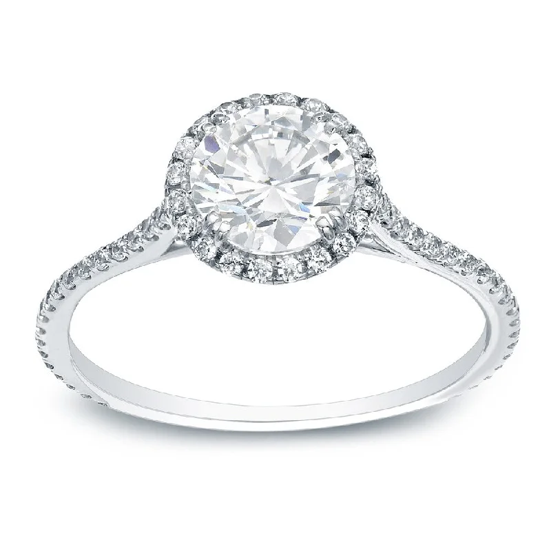 Auriya Platinum 1 1/2 carat TW Round Halo Diamond Engagement Ring