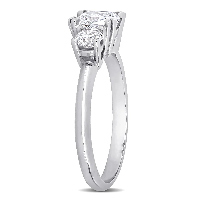 Miadora 14k White Gold 1 1/2ct TDW Cushion-cut Diamond 3-Stone Engagement Ring