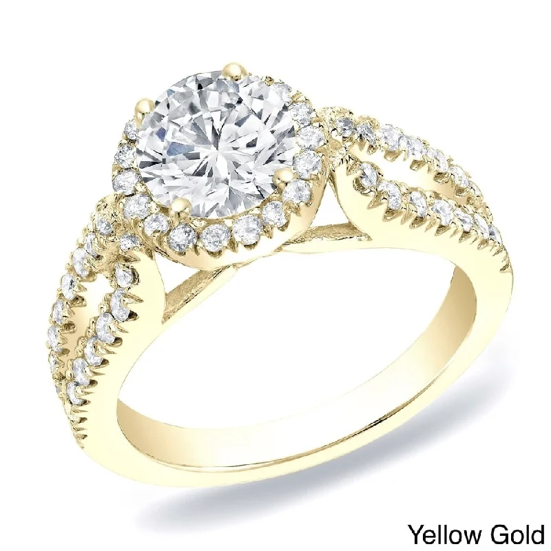 Auriya 14k Gold 1 1/4ctw Split-shank Halo Diamond Engagement Ring