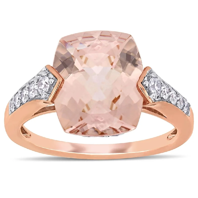 Miadora 14k Rose Gold Morganite White Sapphire and 1/4ct TDW Diamond Engagement Ring