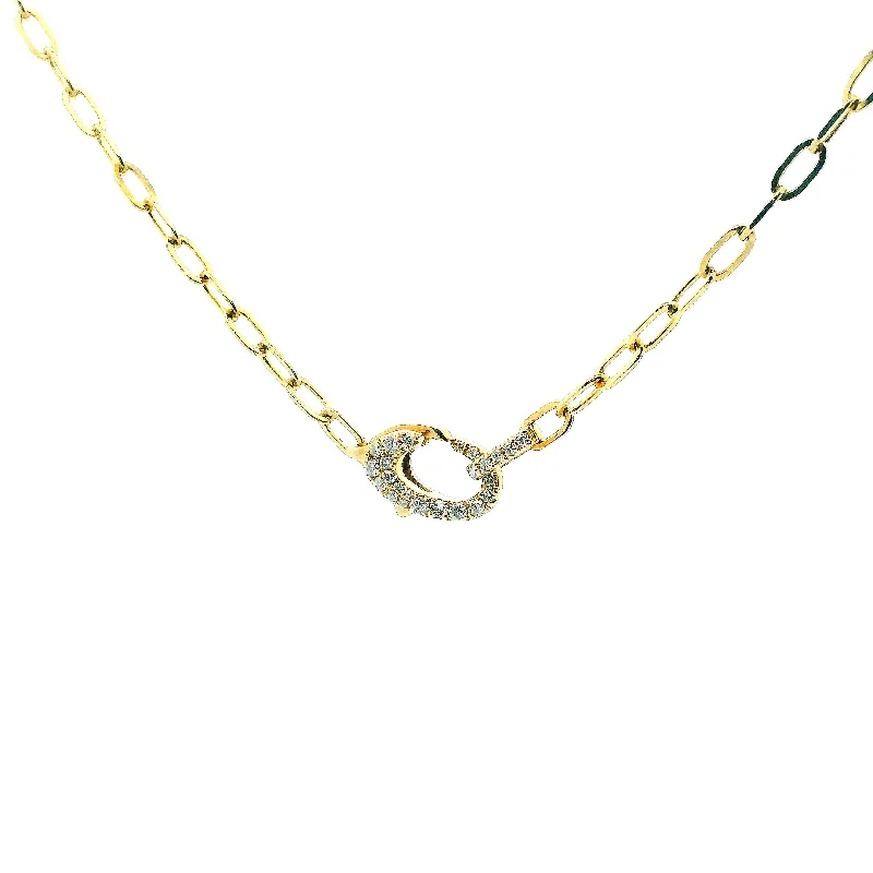 14K Yellow Gold 0.25cttw. Diamond Lobster Clasp Oval Link Necklace