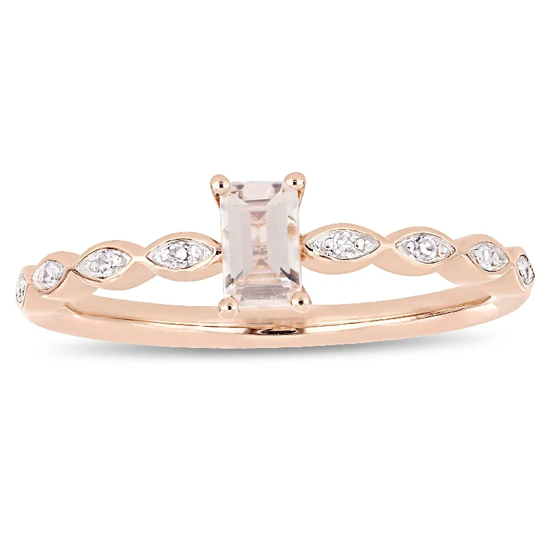 Miadora 10k Rose Gold 1/4ct TDW Marquise and Round-Cut Diamond Infinity Engagement Ring