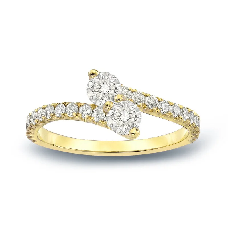 Auriya 14k Gold 3/4ct TDW Round 2-Stone Diamond Engagement Ring