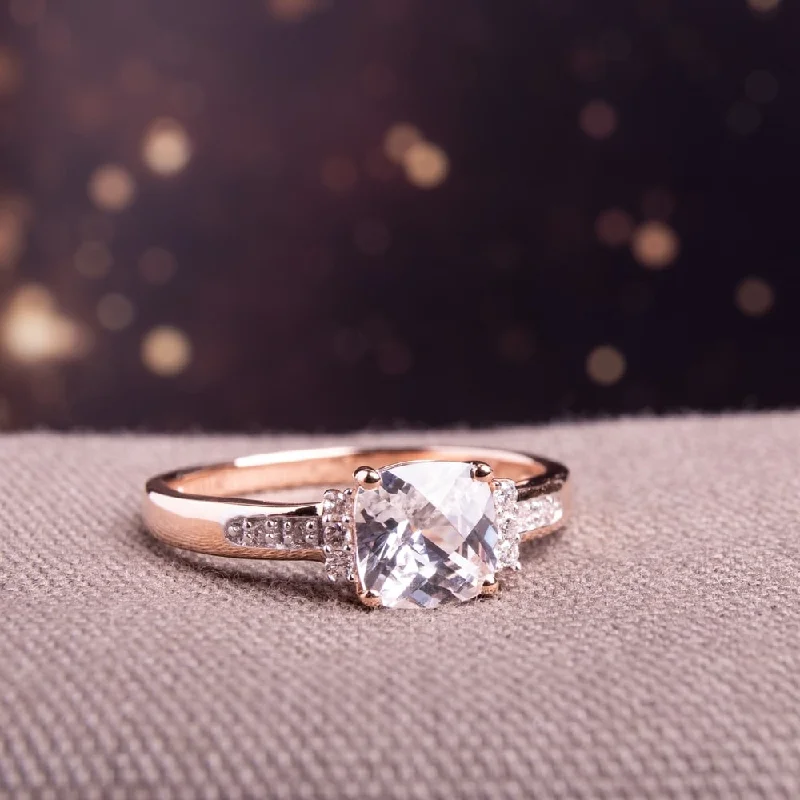 Miadora 10k Rose Gold Created White Sapphire and Diamond Accent Engagement Ring