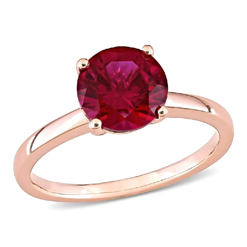 Miadora 10k Rose Gold Created Ruby Solitaire Engagement Ring