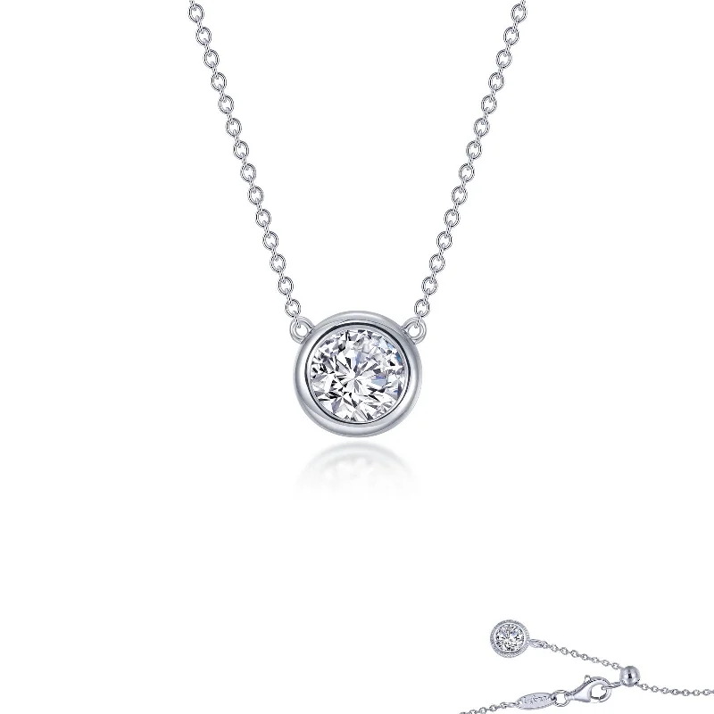 Lafonn Simulated Diamond 0.70ct Bezel Set Solitaire Necklace N0293CLP