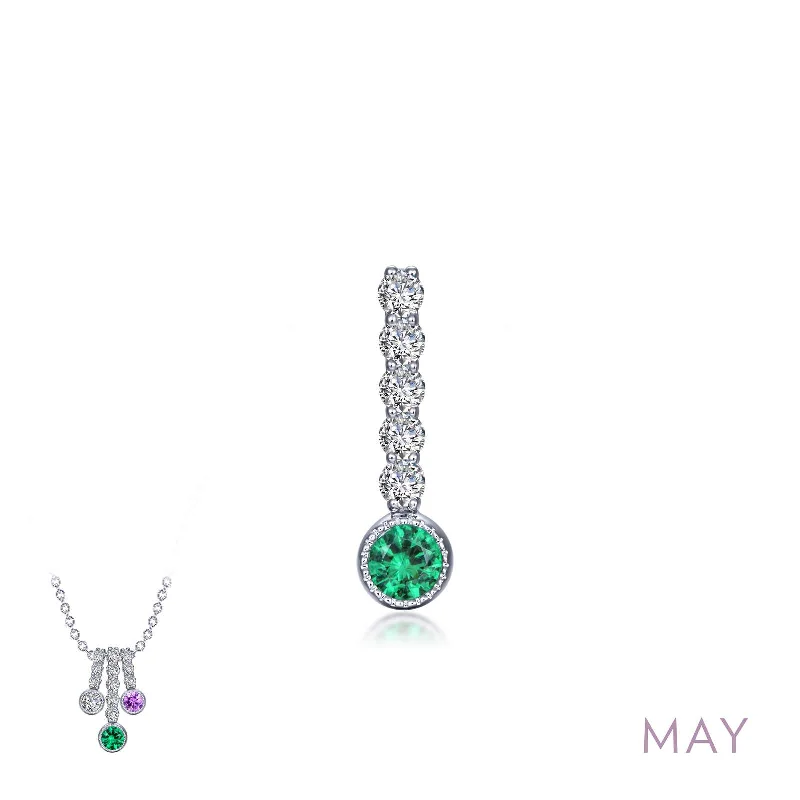 Lafonn May Birthstone Simulated Diamond & Emerald Large Love Pendant BP003EMP