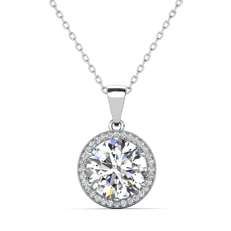 Sophia 18k White Gold Plated Pendant Necklace with Simulated Diamond Crystals for Women