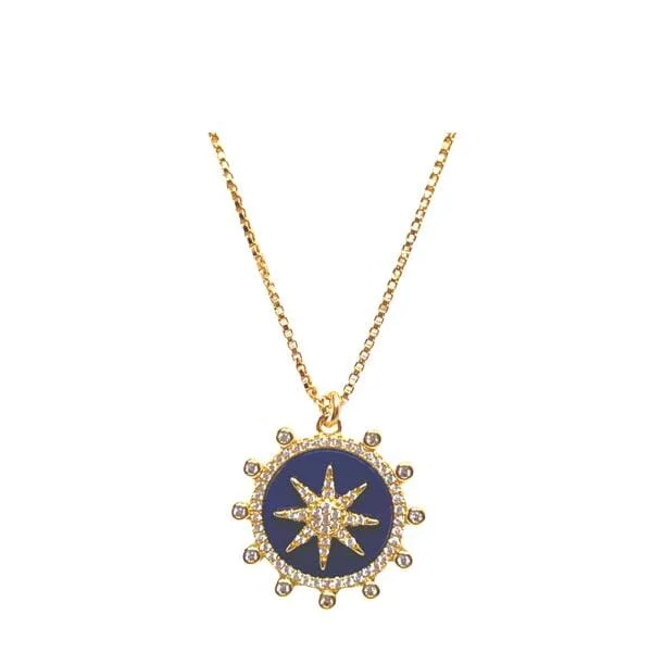 Enamel Starburst Charm on 18kt Gold Fill Chain: Lapis (NGCP756LP)