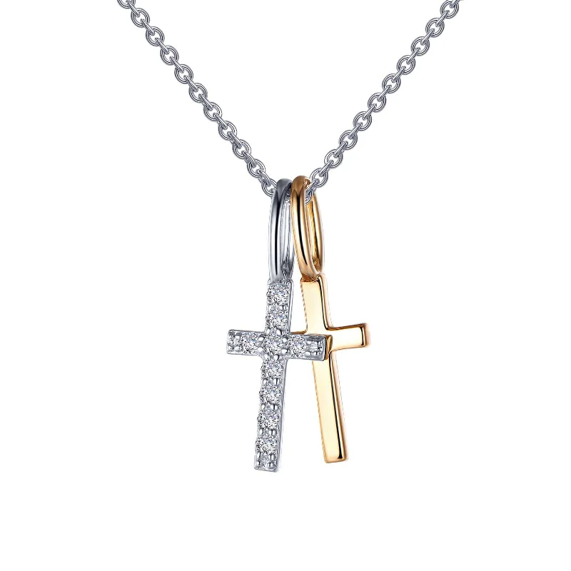 Lafonn Simulated Diamond Cross Shadow Pendant Necklace P0217CLT20