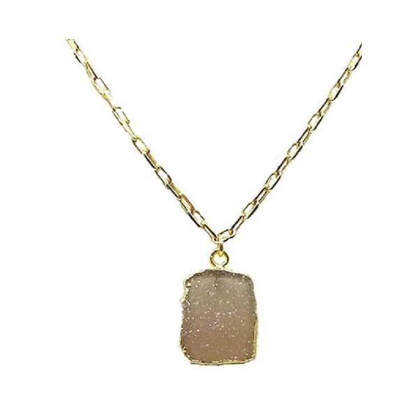 Electroform Pendant on Gold Fill Link Chain: Pink Druzy (NGCP749DZP)