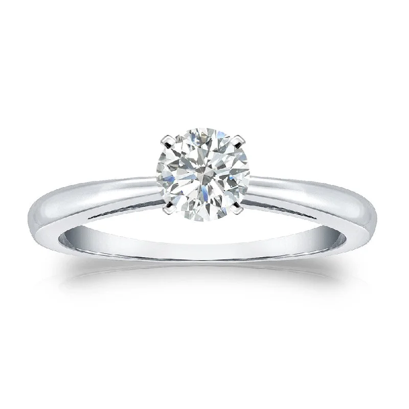 Auriya 18k Gold 1/3ctw Round Solitaire Diamond Engagement Ring