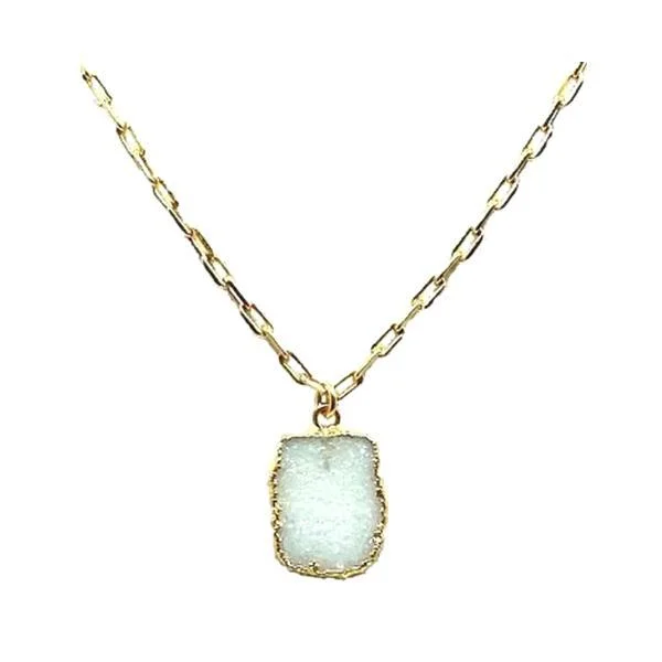 Electroform Pendant on Gold Fill Link Chain: White Druzy (NGCP749DZ)