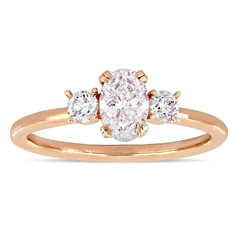 Miadora 14k Rose Gold 1ct TDW Diamond 3-Stone Engagement Ring