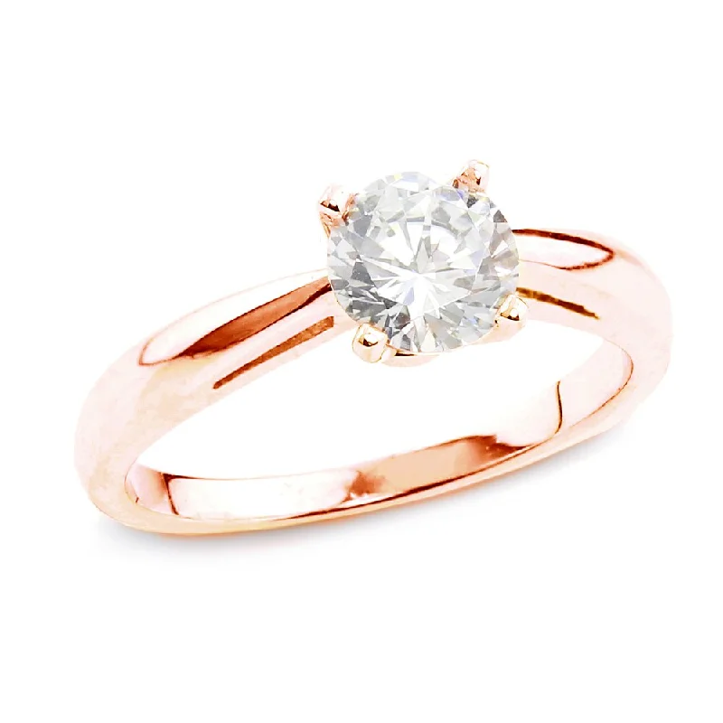 Auriya 14k Rose Gold 1/2 carat TW Round Solitaire Diamond Engagement Ring