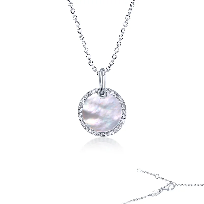 Lafonn Simulated Diamond Mother-of-Pearl Disc Necklace P0280PLP20