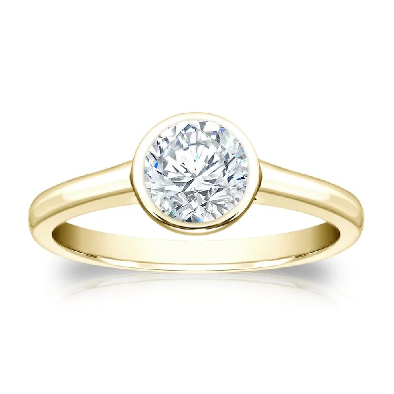 Auriya 14k Gold 3/4ctw Bezel-set Solitaire Diamond Engagement Ring