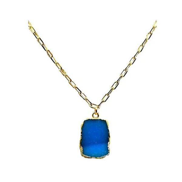 Electroform Pendant on Gold Fill Link Chain: Blue Druzy (NGCP749DZB)