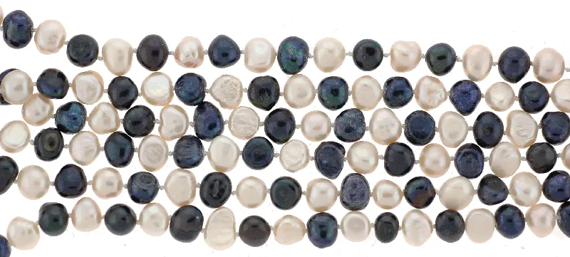 64" Endless Black & White Baroque Freshwater Pearl Necklace  SKU: 192442