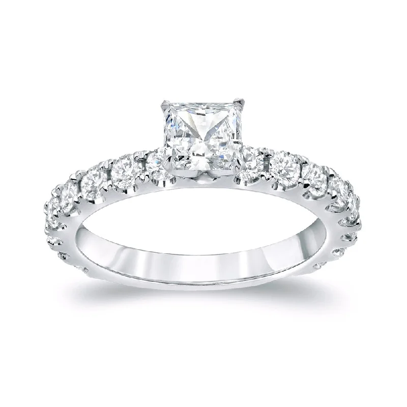 Auriya Platinum 1 1/2ct TDW Princess-Cut Diamond Engagement Ring