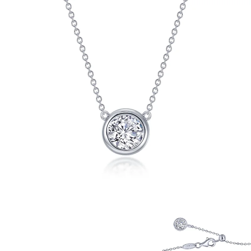 Lafonn Simulated Diamond 1.10ct Bezel Set Solitaire Necklace N0294CLP