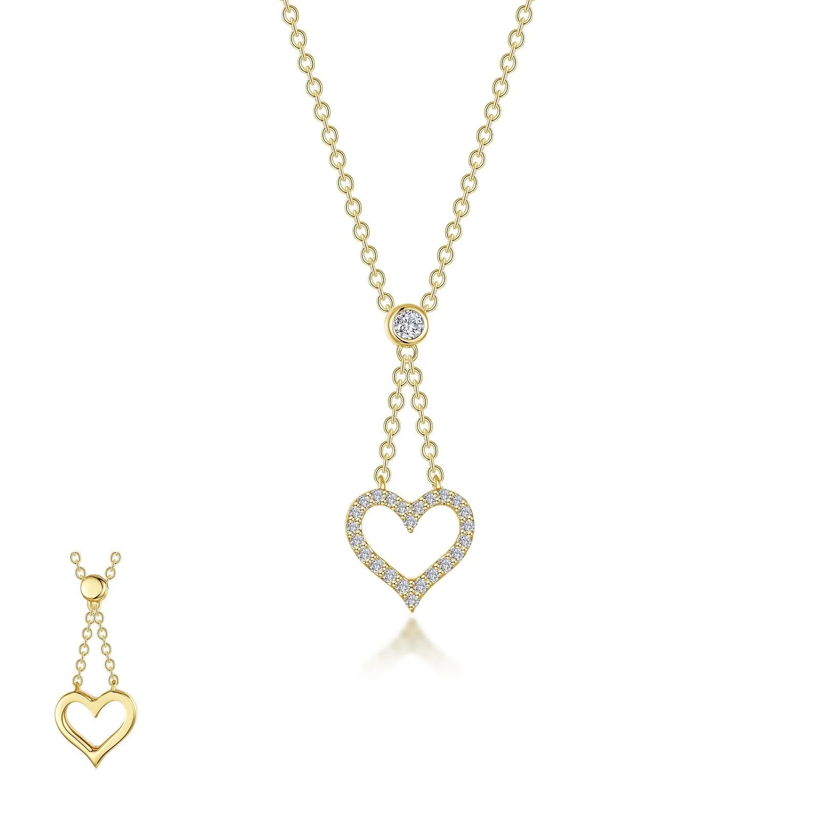 Lafonn Simulated Diamond Reversible Cut-out Heart Necklace N0338CLG20