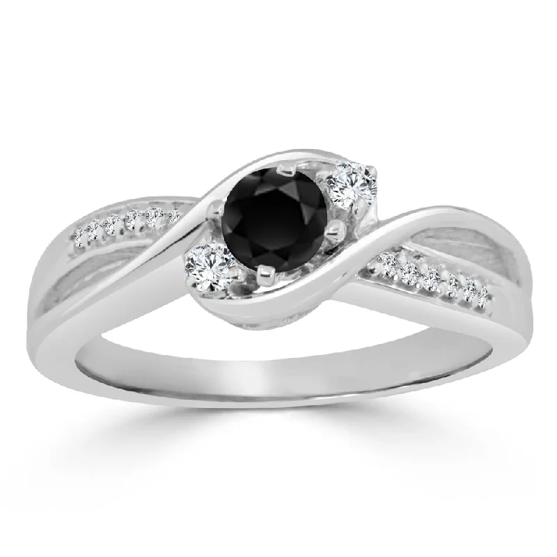 Auriya 14k Gold 1/2ctw Modern Black Diamond Engagement Ring