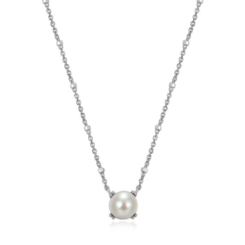 Samuel B. White Pearl Solitaire Birthstone Sparkle Necklace - June