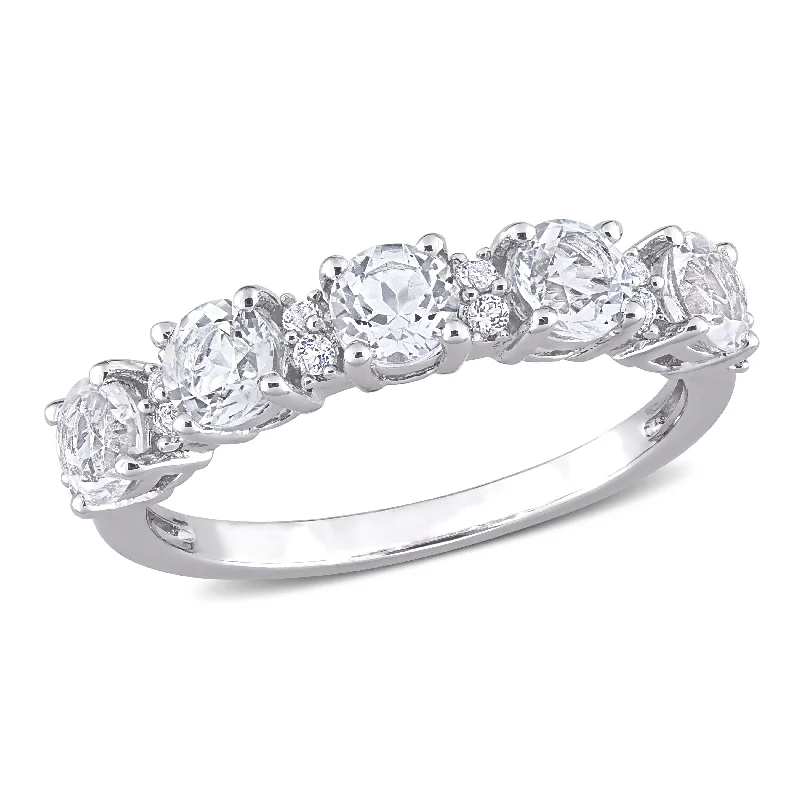 Miadora 4 1/3ct TGW Created White Sapphire Halo Engagement Ring in 10k White Gold