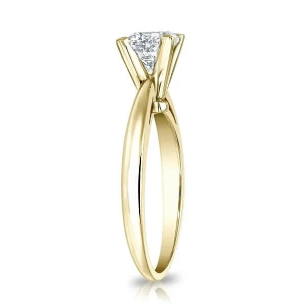 Auriya 3ctw Princess-Cut Solitaire Diamond Engagement Ring 18k Gold Certified