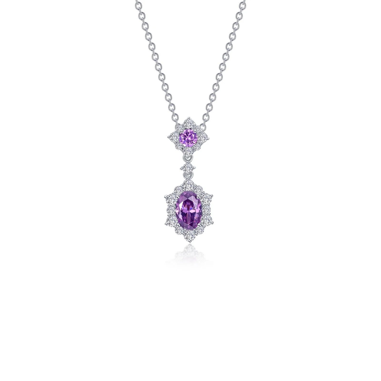 Lafonn Simulated Diamond & Amethyst Oval Halo Necklace N0322AMP20