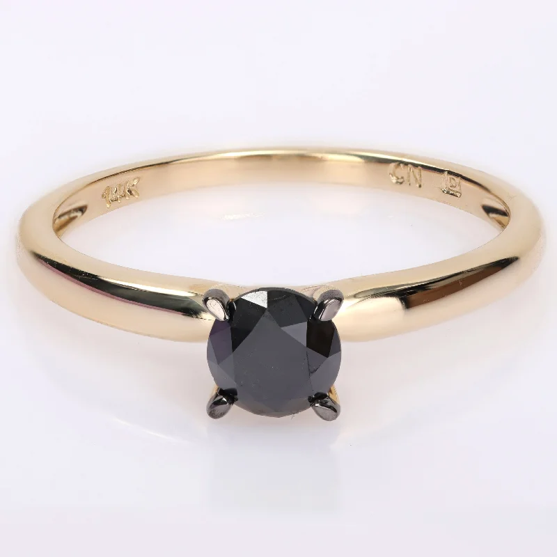 Miadora 3/4ct TDW Black Diamond Solitaire Engagement Ring in 14k Yellow Gold