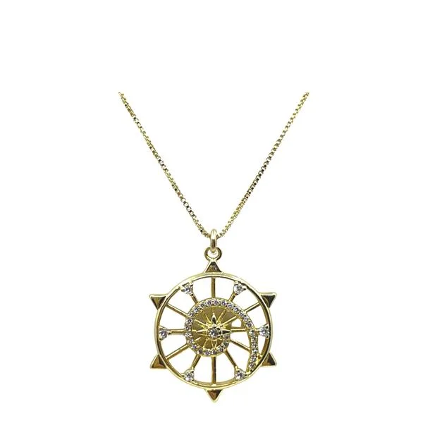 'Starburst' 18kt Gold Fill Pendant With CZ Accents (NGCP46465)