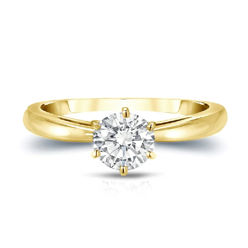 Auriya 2 1/4ctw Round 6 Prong Solitaire Diamond Engagement Ring 18k Gold GIA Certified